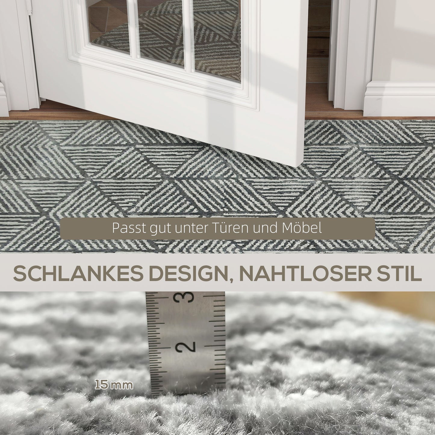 HOMCOM Teppich Wohnzimmerteppich im Modern Stil, waschbar Flächenteppich 150 x 80 cm Dunkelgrau