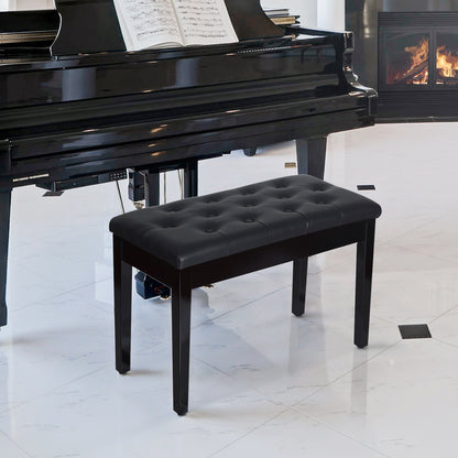 HOMCOM Klavierhocker, Klavierbank mit Verstecktem Stauraum, Klavierstuhl mit Kunstleder Kissen, Pianobank, Massivholz Keyboardbank für Piano, Keyboard, 76 x 36 x 50 cm, Schwarz