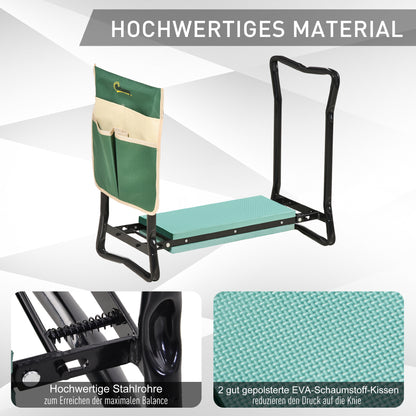Outsunny Kniebank, Klappbarer Gartenhocker, 2-in-1, Kniehilfe, mit Werkzeugtasche, EVA-Schaumstoff, 58 x 28 x 49 cm