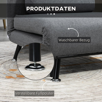 HOMCOM Klappsessel mit Bettfunktion, klappbarer Relaxsessel in Leinenoptik, Verstellbare Rückenlehne, 75 x 70 x 75 cm, Dunkelgrau