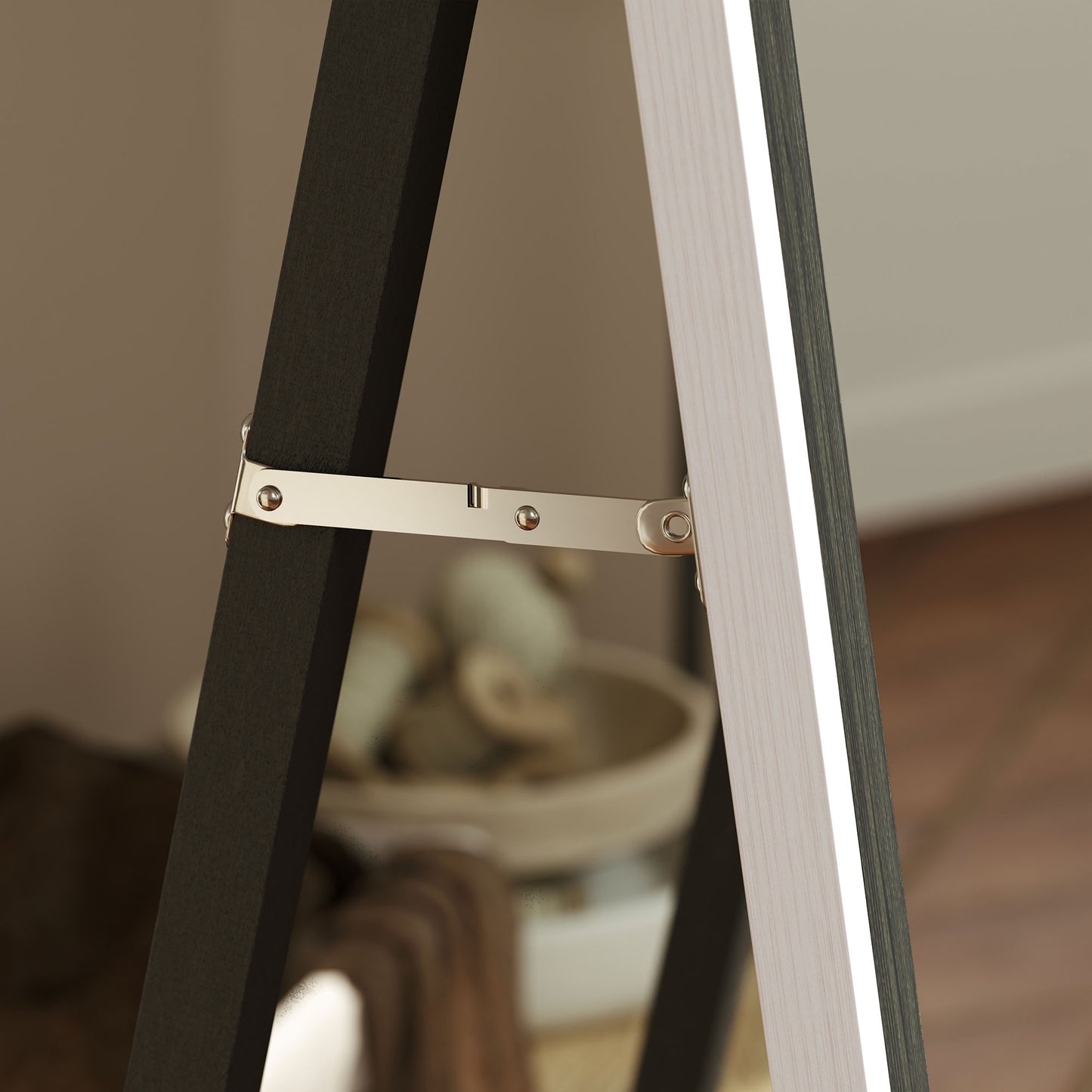 HOMCOM Ganzkörperspiegel, MDF-Rahmen, splitterfreie Folie, 162,6 x 53,3 cm, Grau