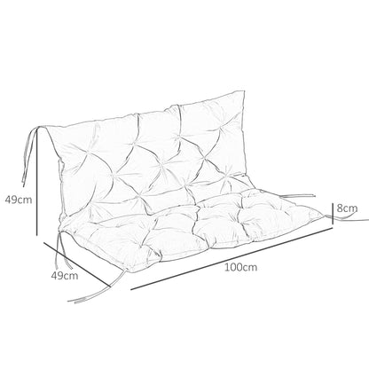Outsunny 3 Sitzer Bankauflage 100x98x8 cm Bankkissen mit Bändern, Bankpolster für Gartenmöbel Hollywoodschaukel, Schwarz
