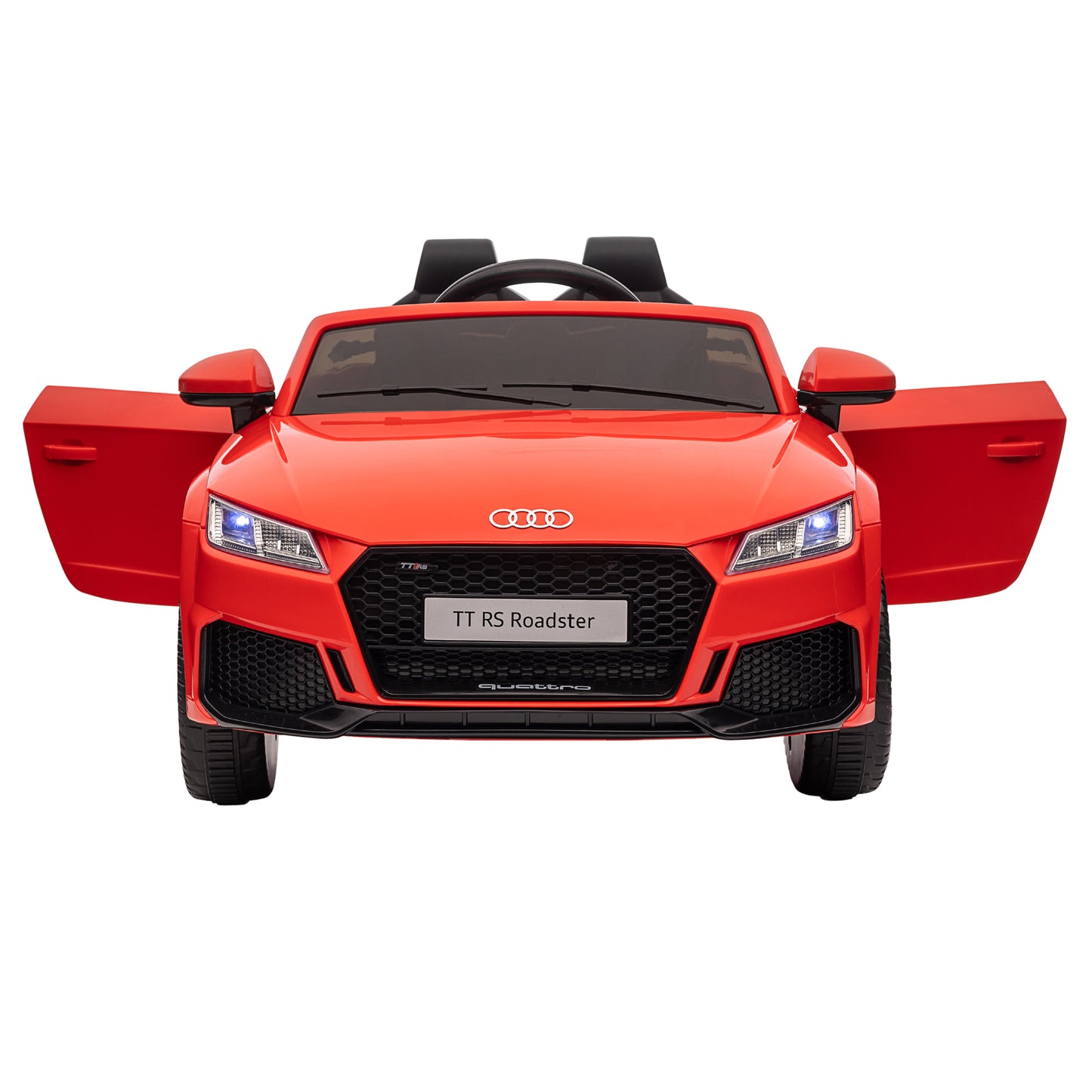 HOMCOM Audi Kinder Elektroauto 12V mit 2,4G Fernbedienung, Musik, Hupe, Elektrofahrzeug mit LED-Leuchte, USB/MP3-Anschluss, Rückwärtsfunktion, für Kinder 3-5 Jahre, Rot