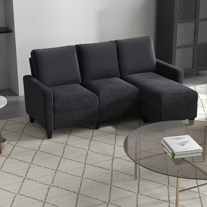 HOMCOM Ecksofa, Couchgarnitur, mit wendbarer Chaiselongue, 197 x 139 x 91cm, dunkelgrau
