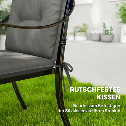 Outsunny 4er Set Sitzkissen 108 x 50 x 5 cm Stuhlkissen mit Bändern, Outdoor Indoor Sitzauflage Hellgrau