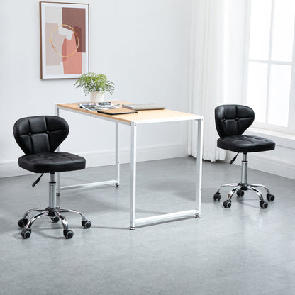 HOMCOM 2er-Set Arbeitshocker mit Rückenlehne Rollhocker aus Kunstleder Drehhocker mit Lehne Kosmetikhocker Rollhocker Bürohocker 72-87 cm höhenverstellbar Büro Dunkelgrau 45 x 47 x 72-87 cm