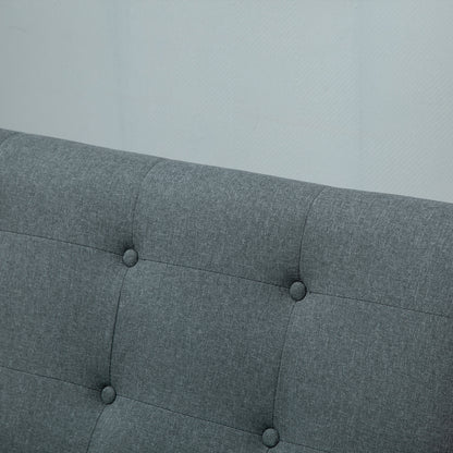 HOMCOM Sofa 2 Sitzer Couch, Wohnzimmersofa mit Leinenoptik Modern Polstersofa für Wohnzimmer, Schlafzimmer, Dunkelgrau 115 x 66,5 x 73 cm