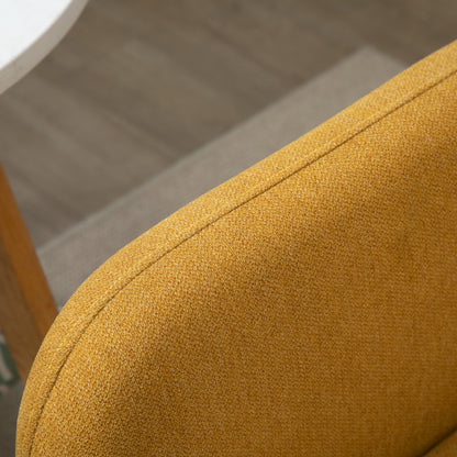 HOMCOM Sofa 2 Sitzer Couch mit 2 Wurfkissen, Kleine Loveseat mit Samtopik Modern Polstersofa für Wohnzimmer, Schlafzimmer, kleinen Raum, Gelb 130 x 70 x 80 cm