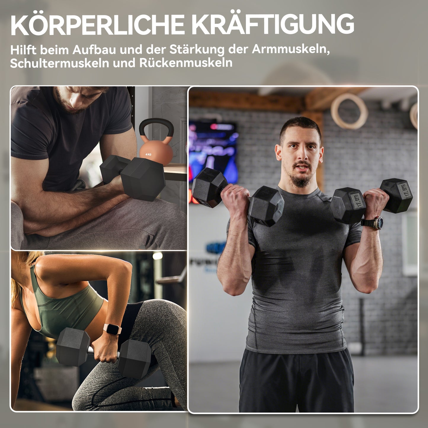 HOMCOM Kurzhantel, 35 kg Hantel, Hantel, Gewicht, Anti-Rutsch-Griff, Schwarz + Silber