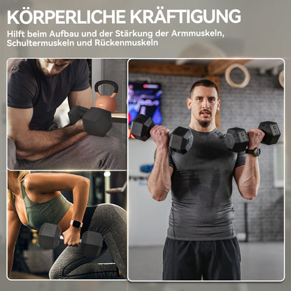 HOMCOM Kurzhantel, 35 kg Hantel, Hantel, Gewicht, Anti-Rutsch-Griff, Schwarz + Silber