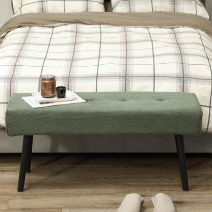 HOMCOM Sitzbank Polsterbank mit Cordbezug, Bettbank mit Metallbeine, Schuhbank 100 x 36 x 45 cm Grün
