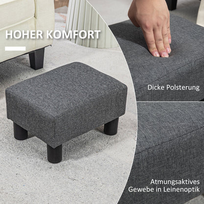 HOMCOM Fußhocker, Sitzhocker mit leinenartigem Stoffbezug, Schaumstoff-Füllung, Kunststoffbeine, für verschiedene Räume, Grau