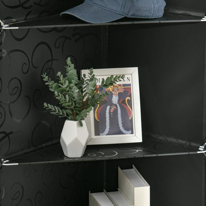 HOMCOM Modularer Aufbewahrungsschrank, Kleiderschrank, 16 Fächer, Kunststoff, Stahl