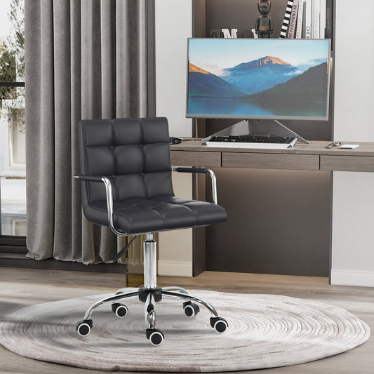 HOMCOM Bürostuhl im Retrodesign, höhenverstellbar, 5 Rollen, 52,5 cm x 54 cm x 99 cm, Schwarz