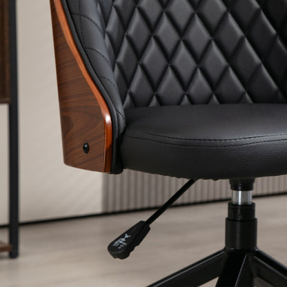 Vinsetto Bürostuhl Schreibtischstuhl Drehstuhl Home-Office-Stuhl höhenverstellbarer ergonomisch 360°-Drehräder Schaumstoff PU Schwarz 48,5 x 54,5 x 81-87 cm