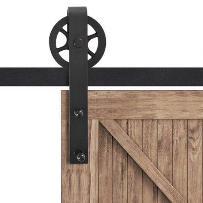 HOMCOM Gleitschienen-Bausatz für Schiebetür، تصميم ريفي، Karbonstahl، 200x4x0,6 سم، مكررًا 90 كجم، أسود