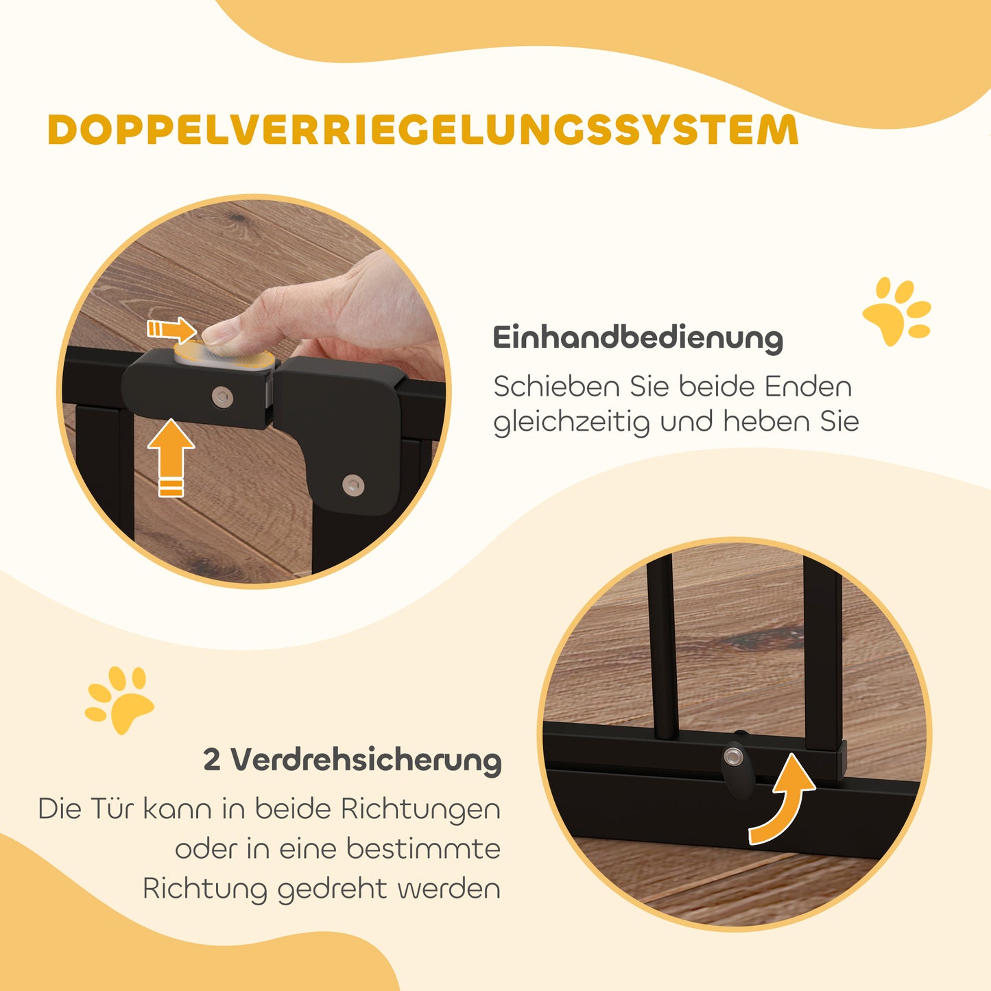 PawHut Hunde-Absperrgitter, Klemmmontage, verstellbare Länge, Stahl/ABS, 75-115 x 76cm, Schwarz