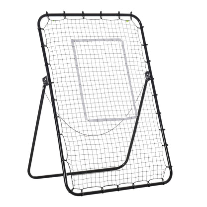 HOMCOM Fussball-Rückprallnetz, verstellbarer Winkel, höhenverstellbar, Rebounder, Kickback, Schwarz
