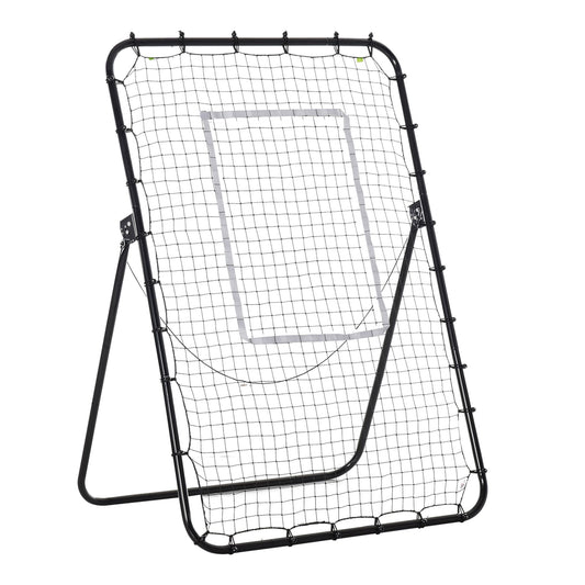 HOMCOM Fussball-Rückprallnetz, verstellbarer Winkel, höhenverstellbar, Rebounder, Kickback, Schwarz