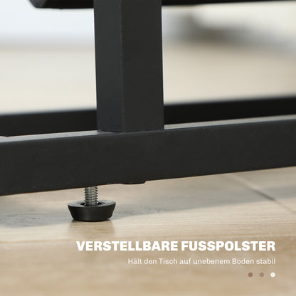 HOMCOM Beistelltisch aus Metall mit Stofftasche und Glasplatte, schmaler Tisch für Wohnzimmer, Schlafzimmer, Schwarz