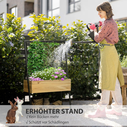 Outsunny Hochbeet im Industrie-Design, mit 1 Regal, Innenverkleidung aus Vlies, wetterbeständig, 80 cm x 30 cm x 125 cm