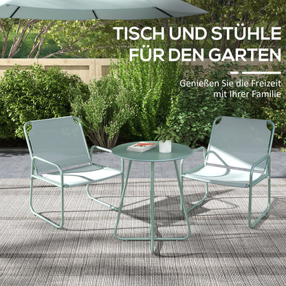 Outsunny 3-teiliges Gartenmöbelset، 2 Stühle mit atmungsaktivem Stoffbezug، 1 عداء Tisch Ø60 سم، Grün