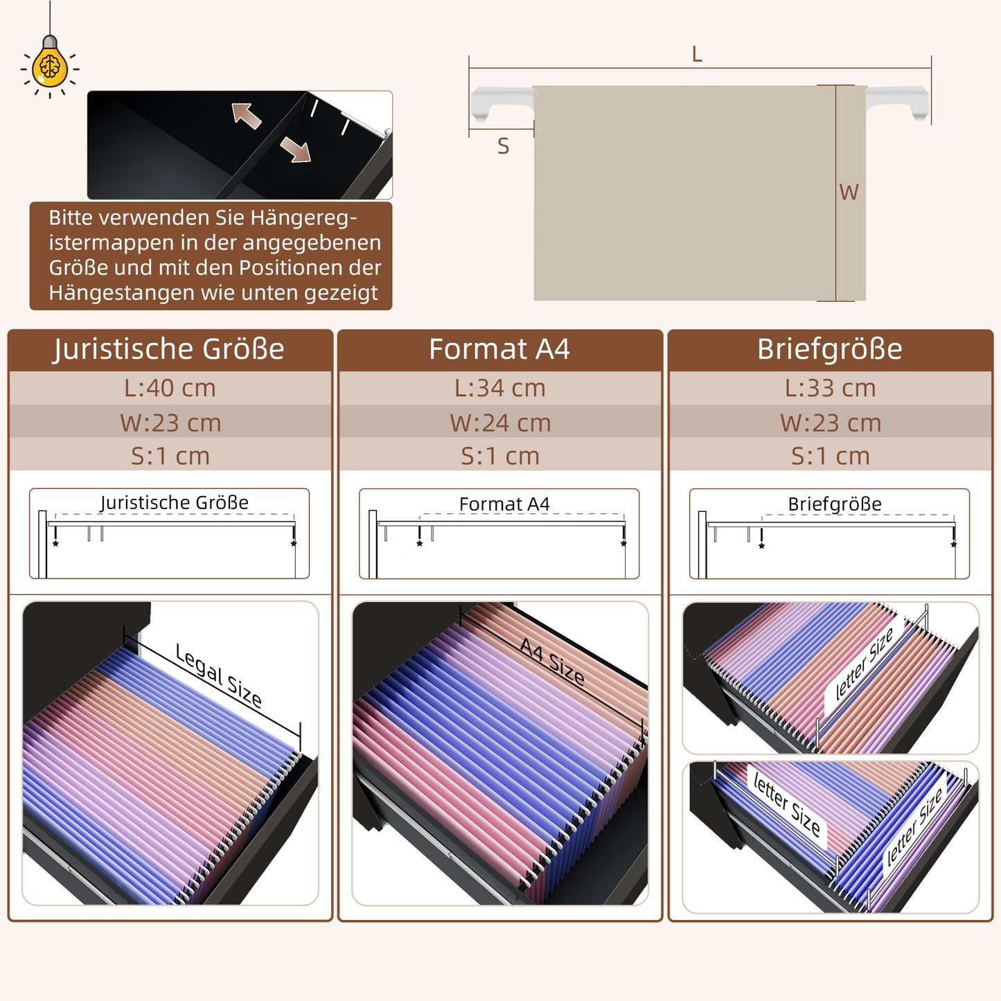 Vinsetto Rollcontainer Aktenschrank, 2 Schubladen, ab­schließ­bar, rollbar, 37 cm x 43,5 cm x 67,5 cm, Schwarz