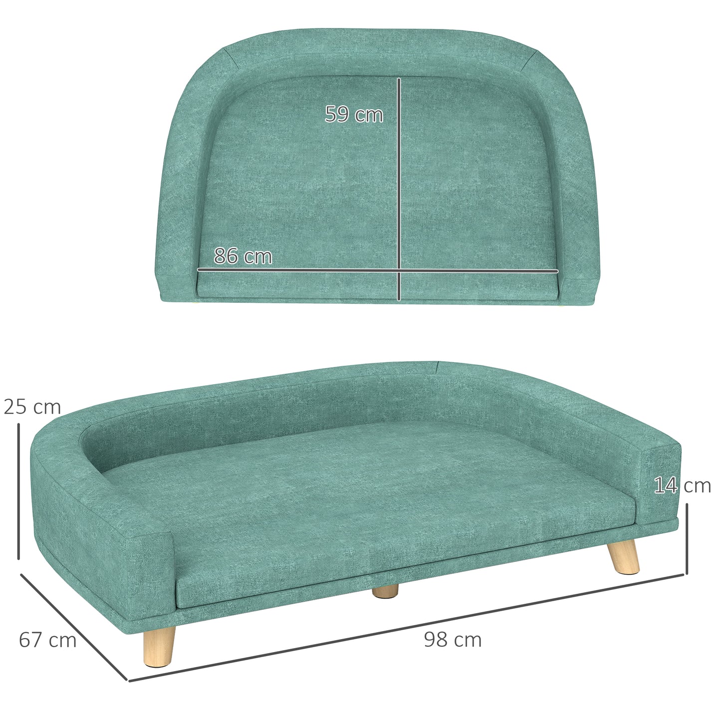 PawHut Hundebett Hundesofa Haustiersofa, Eukolyptusholz, 98 x 67 x 25 cm, Grün
