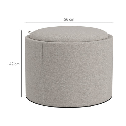 HOMCOM Hocker Polsterhocker, Leinen, versteckter Stauraum, umkehrbarer Deckel, 56cm x 56 cm x 42 cm, Hellgrau + Natur