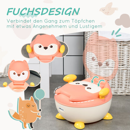 ZONEKIZ Töpfchen für Kinder 0,5 bis 3 Jahre, rutschfest, Innentopf, Spritzschutz, Fuchs-Design, 34,5 x 35 x 23 cm