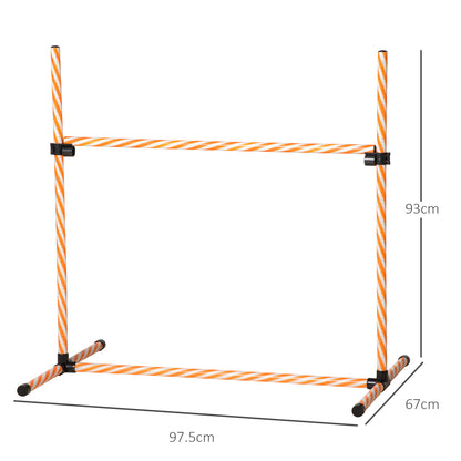 PawHut Agility Set Hunde, 6tlg. Agility-Ausrüstungs-Set mit Flechtstangen, Pfeife, Hundetraining Zubehör mit Tragetasche, für Park, Garten, Orange