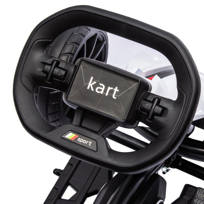 HOMCOM Go-Kart für Kinder, Elektro-Kart, bis 5 km/h, Sicherheitsgurt, Sitz mit Rückenlehne, Kunststoff, Metall, Weiß