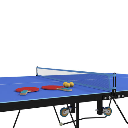 SPORTNOW Tischtennisplatte, klappbar, 8 Räder, pulverbeschichteter Stahlrahmen, MDF, 274 x 152,5 x 76 cm, Blau
