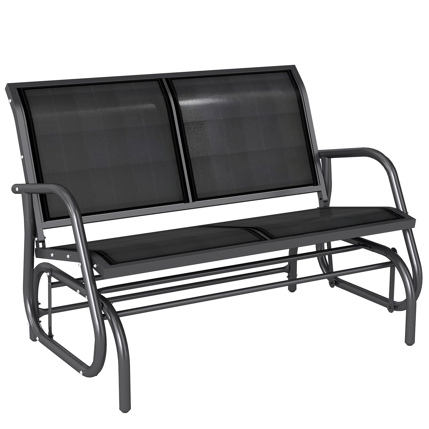 Outsunny -Sitzer Schaukelstuhl Gartenbank mit Schaukelmechanismus bis 200 kg belastbar 120 x 70 x 85 cm Schwarz