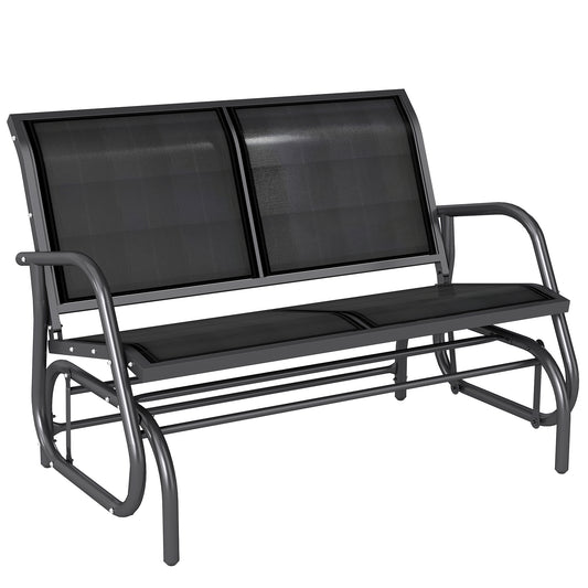 Outsunny -Sitzer Schaukelstuhl Gartenbank mit Schaukelmechanismus bis 200 kg belastbar 120 x 70 x 85 cm Schwarz