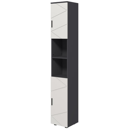 kleankin Badezimmerschrank, Badschrank, verstellbare Regale, Spanplatte, Hellgrau