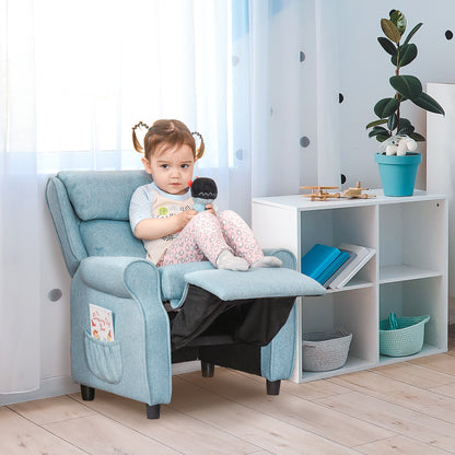 HOMCOM Kindersofa Kindercouch Kindersessel Stuhl Liegesofa verstellbar mit Fußstütze für 3-5 Jahre Jungen und Mädchen Blue 58 x 53 x 70 سم