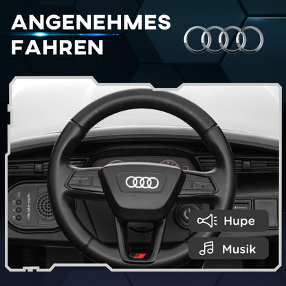 AIYAPLAY Elektro-Kinderauto, 12V Audi Q8, 3-5 km/h, Fernsteuerung, Scheinwerfer, Musik, Weiß