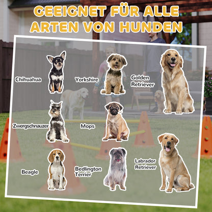 PawHut Agility Set Hunde 6-teiliges Agility-Ausrüstung für Hundetraining Steckhürdenset mit 12 Kegel 6 Hürden Tragetasche