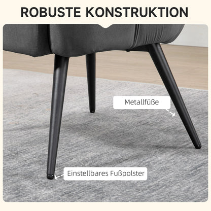 HOMCOM Relaxsessel mit Ottomane Sessel mit Fußhocker, 2-teiliges Set, Grau