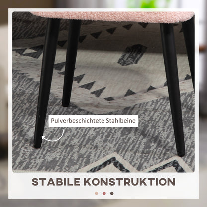 HOMCOM Hocker, Fußstütze, gepolsterter Sitz, Kaschmir-Optik, Stahlbeine, 42 x 42 x 44 cm, Rosa