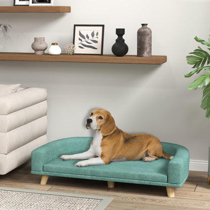 PawHut Hundebett Hundesofa Haustiersofa, Eukolyptusholz, 98 x 67 x 25 cm, Grün