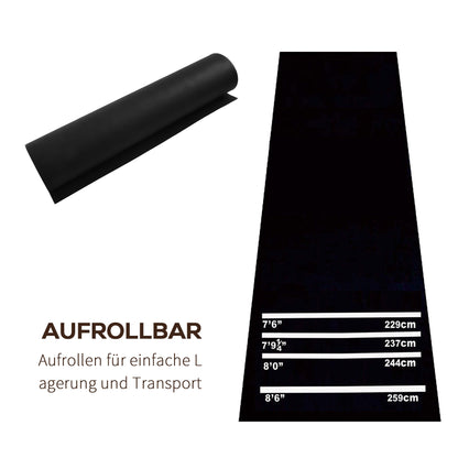 HOMCOM Dartmatte 300 x 61 cm Oche Carpet Mat mit Softdart Steeldart rutschfest Dartteppich Teppich-Dartmatte Dart Zubehör für Boden Schutz