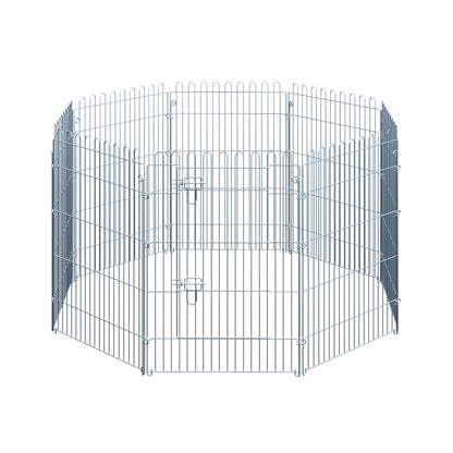 PawHut Freilaufgehege Welpenauslauf Welpenzaun Laufstall Welpengitter für Tiere 8-teilig B63 x H91 cm