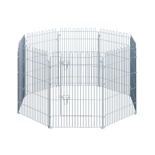 PawHut Freilaufgehege Welpenauslauf Welpenzaun Laufstall Welpengitter für Tiere 8-teilig B63 x H91 cm