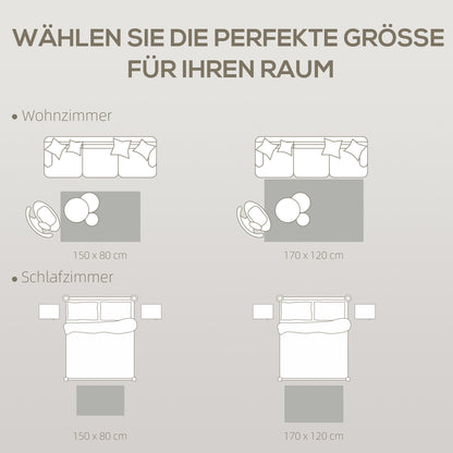 HOMCOM Teppich Wohnzimmerteppich im Modern Stil, waschbar Flächenteppich 150 x 80 cm Dunkelgrau