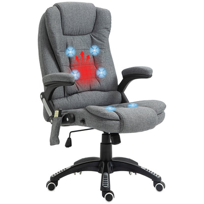 Vinsetto Bürostuhl Massagesessel mit Wärmefunktion, Ergonomischer Chefsessel, Höhenverstellbarer Drehstuhl, Gamingstuhl mit Massage, Dunkelgrau, 68 x 72 x 110–120 cm