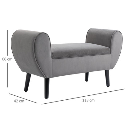 HOMCOM Polsterbank mit Stauraum und Armlehnen, Truhenbank für Flur, Schlafzimmer, Wohnzimmer, 118 x 42 x 66 cm, Dunkelgrau