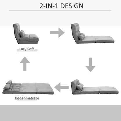 HOMCOM Bodenstuhl Bodensessel mit Liegefunktion Verstellbarer Rückenlehne Sitzkissen Relaxsessel zum Fernsehen, Lesen Meditationsstuhl Lazy Sofa Lesesessel für Meditation Yoga Büro Grau