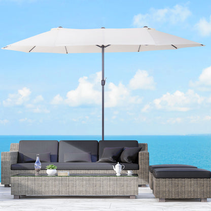 Outsunny XXL Sonnenschirm mit Handkurbel wetterbeständig 455 سم × 270 سم × 240 سم ستال بوليستر بيج